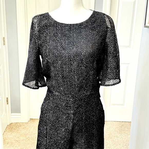 NWT Line & Dot Black & White Polka Dot Backless Wide Leg Jumpsuit  Sz Medium - Picture 6 of 13